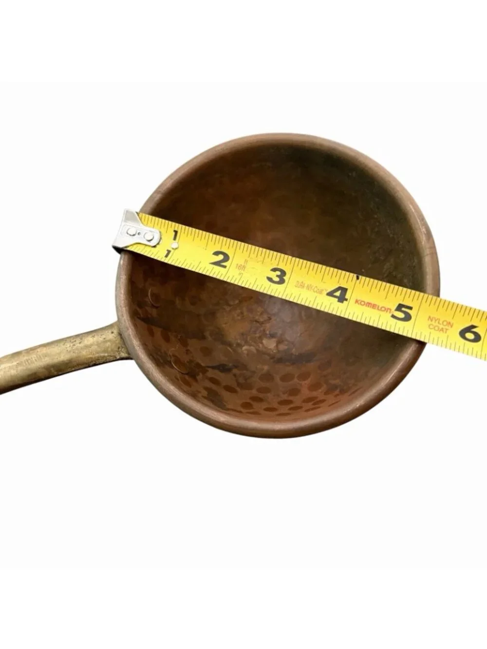 Vintage Hammered Copper Serving Ladle Brass Handle 11”